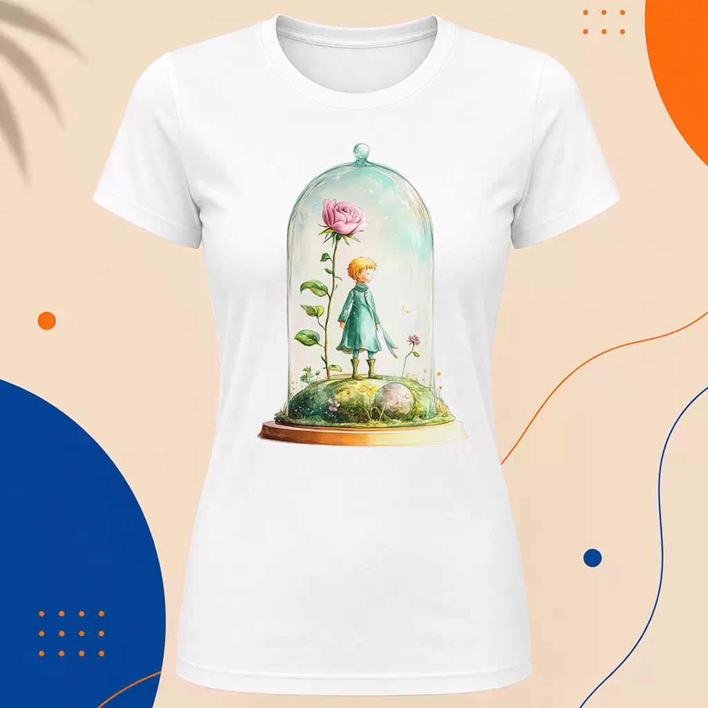 Dámské tričko - Růže v kupoli - Malý princ - Le petit prince